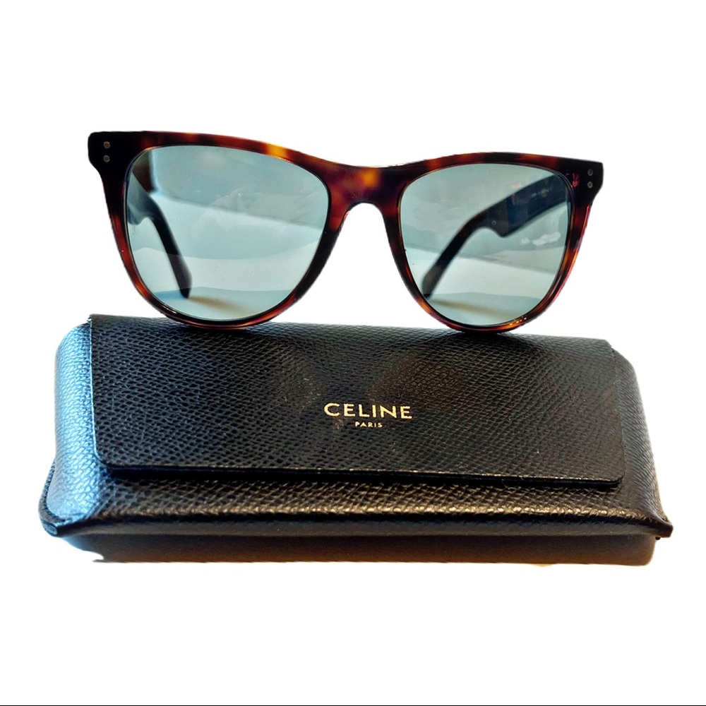 CELINE Havana Green Rectangle Sunglasses NEW 54-18-145mm